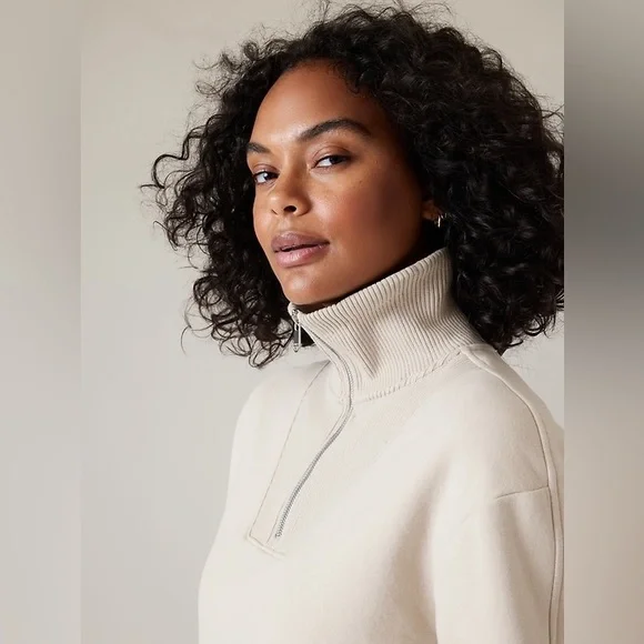 Athleta Retroplush Revive Half Zip Sweatshirt abalone - Picture 3 of 3